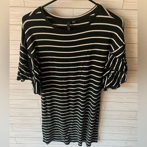 Striped ruffle sleeve blouse shirt